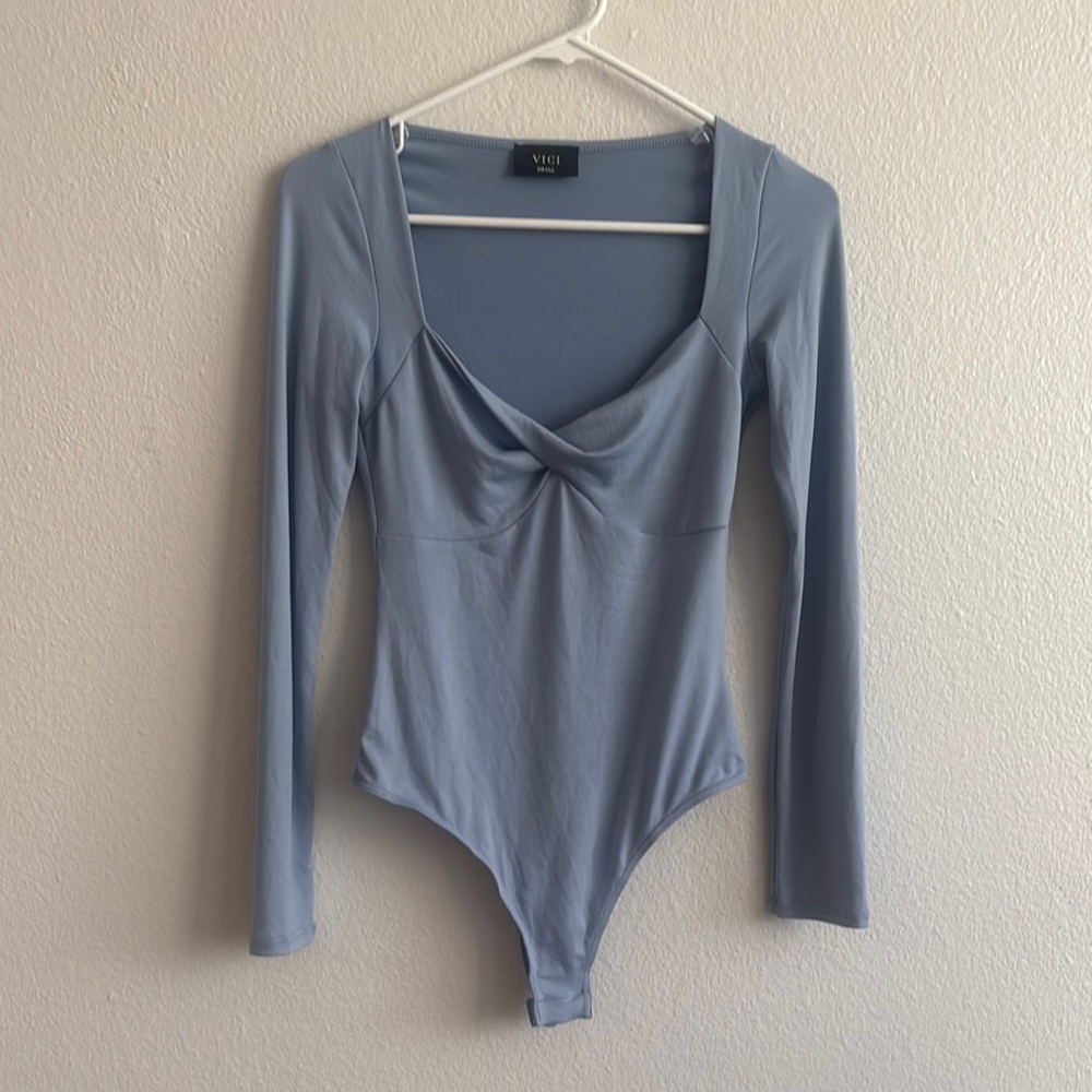 Vici Light Blue Long Sleeve Bodysuit